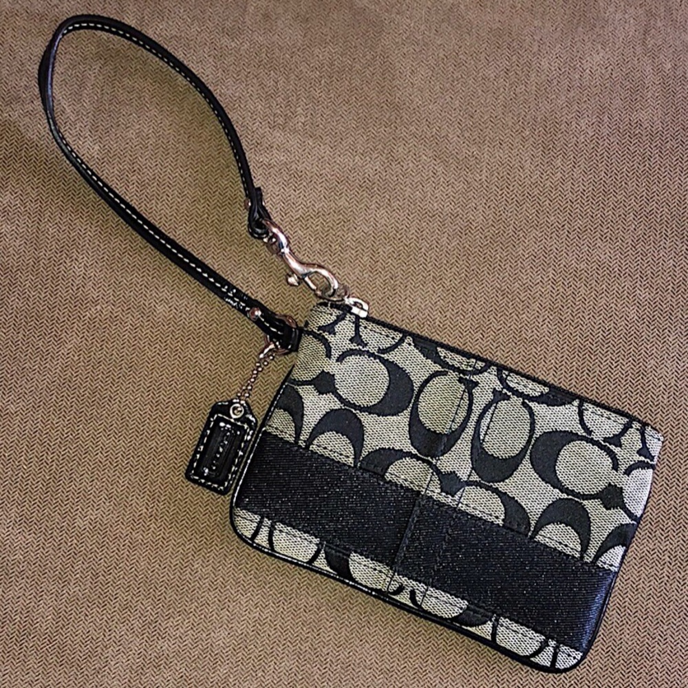Coach Signature Stripe Wristlet